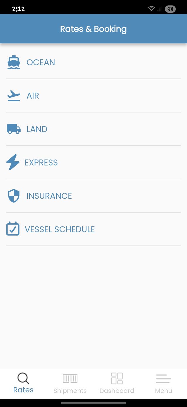 Sealink Mobile access screen