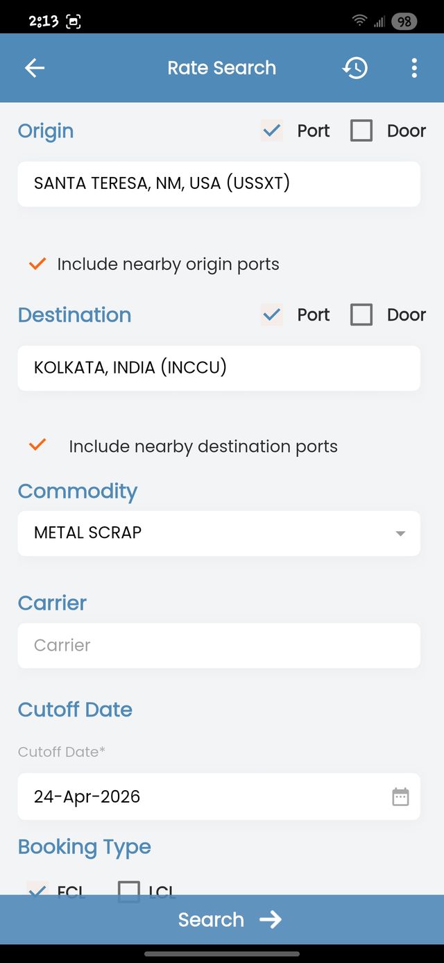 Mobile booking details screen