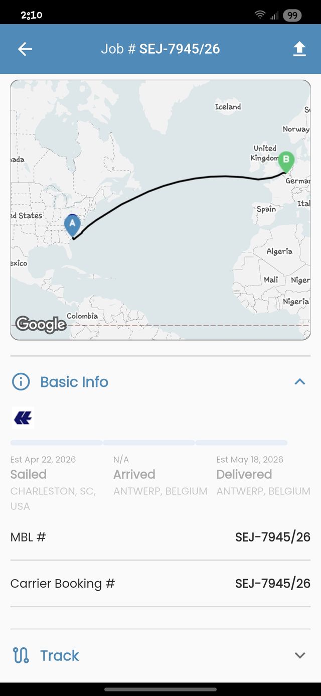 Mobile shipment map and milestone screen
