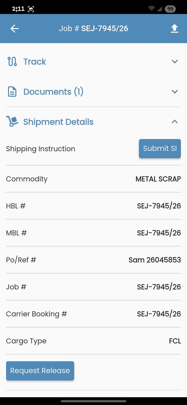 Mobile freight rate request screen